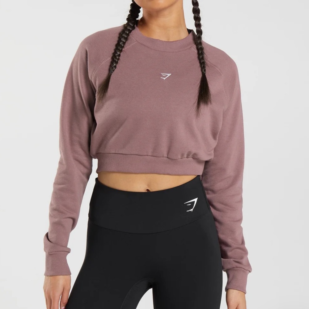 Gymshark training cropped sweater in dusty maroon Size XS